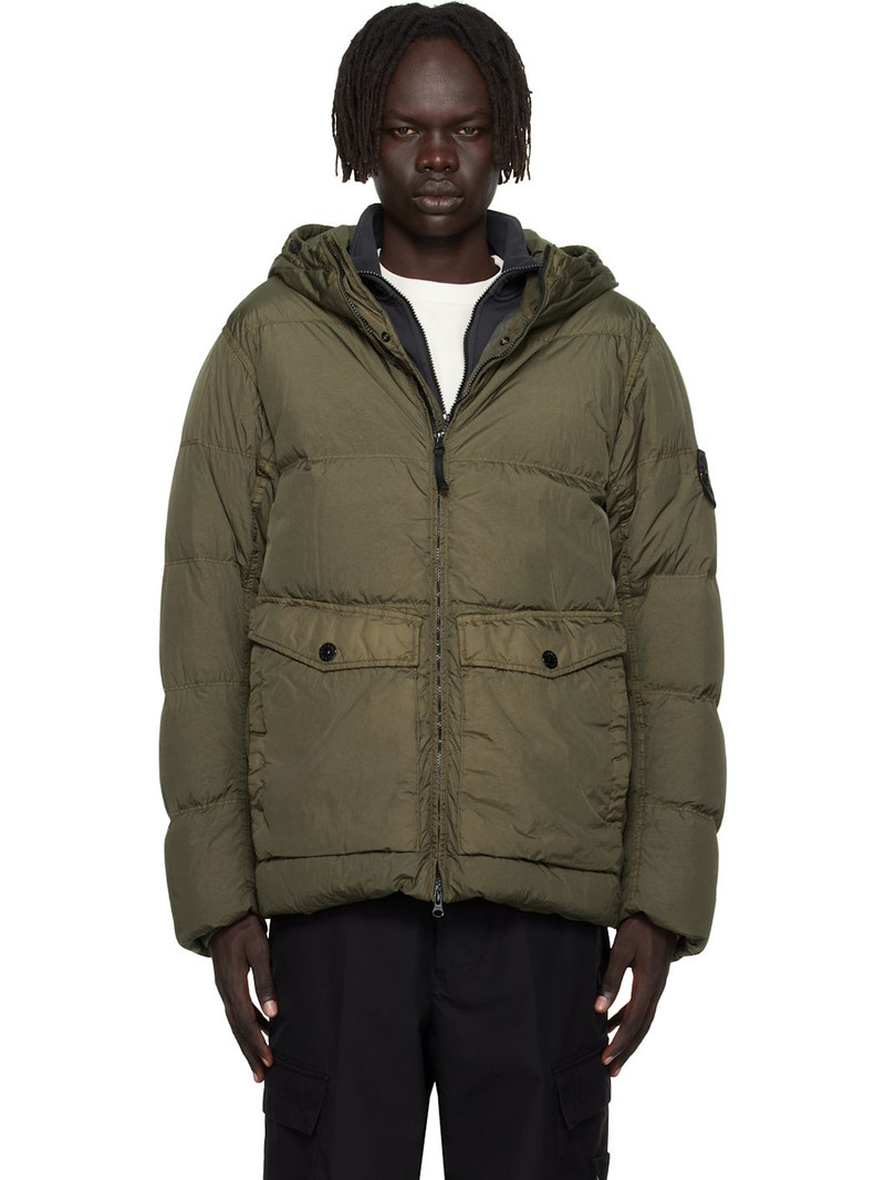 Green 4100011 Hooded Nylon Down Jacket 1