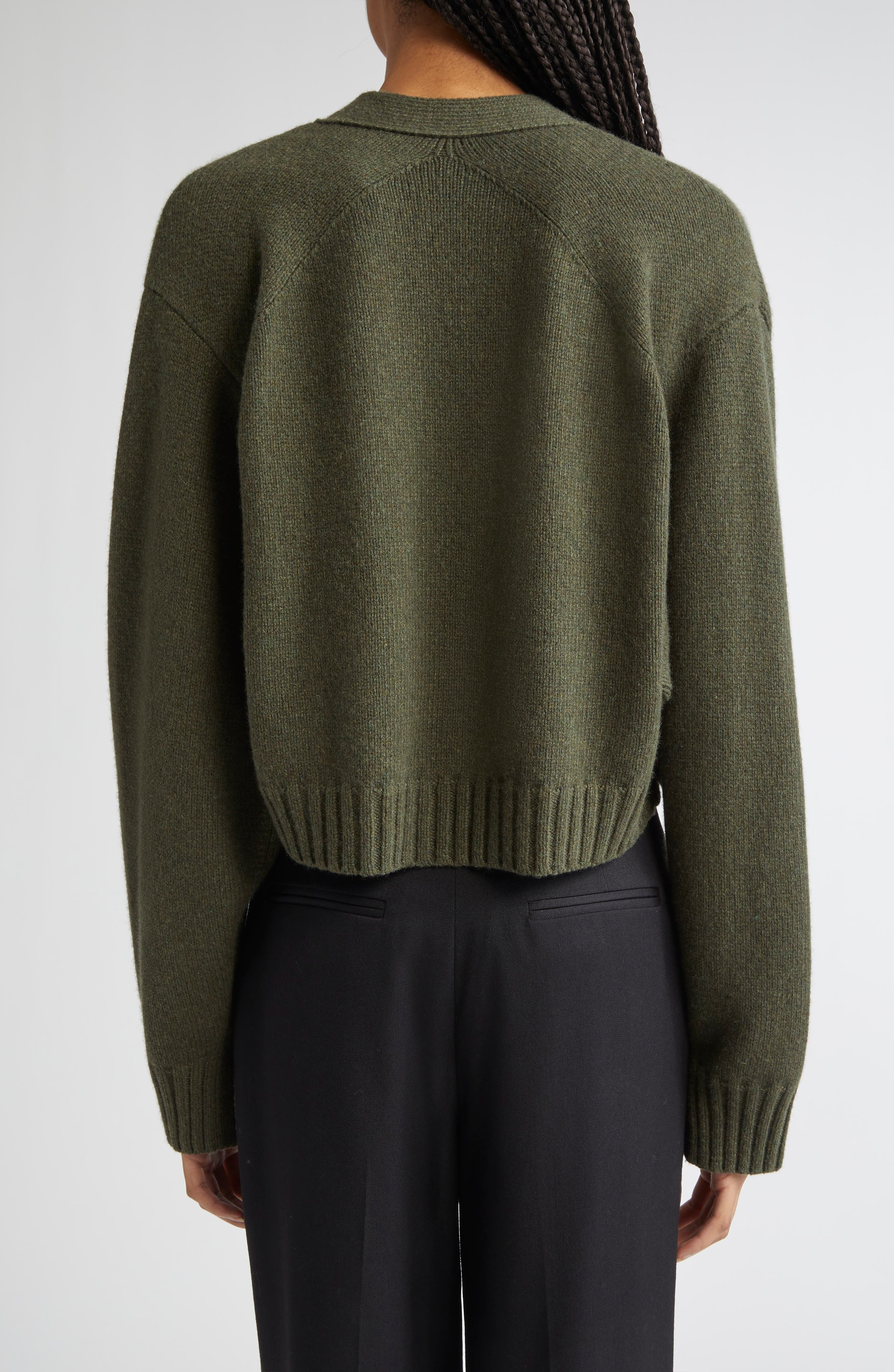 Proenza Schouler Sofia Oversize Cashmere & Wool Crop Cardigan in Fatigue at Nordstrom - 2