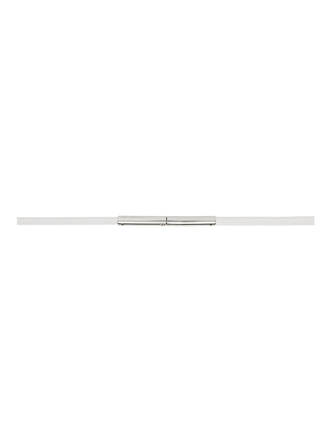 【関税込み】Dries Van Noten ホワイト Thin l Cord ベルト Dries Van Noten White Thin Metal Cord Belt | REVERSIBLE