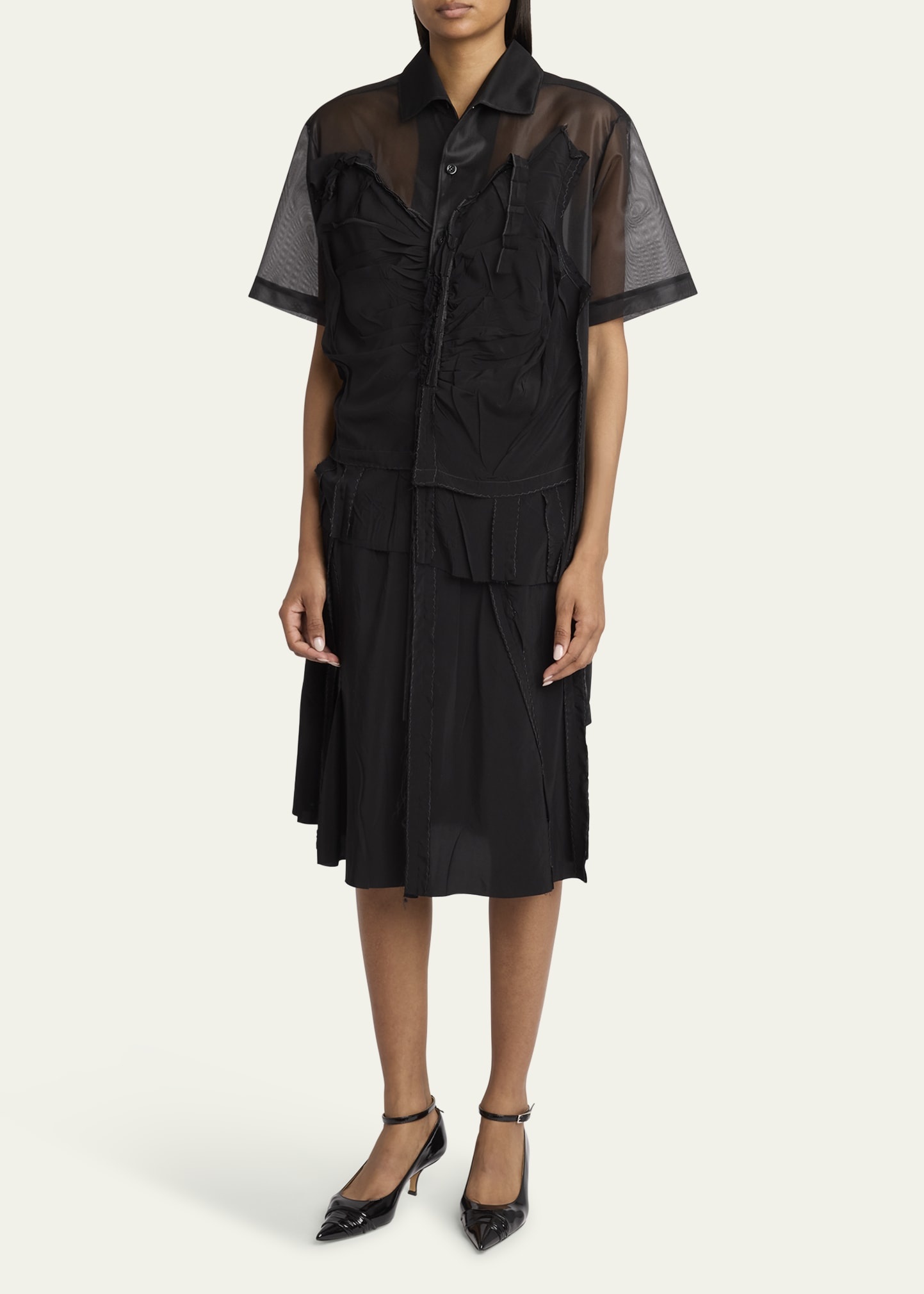 Deconstructed Button Down Midi Dress - 2