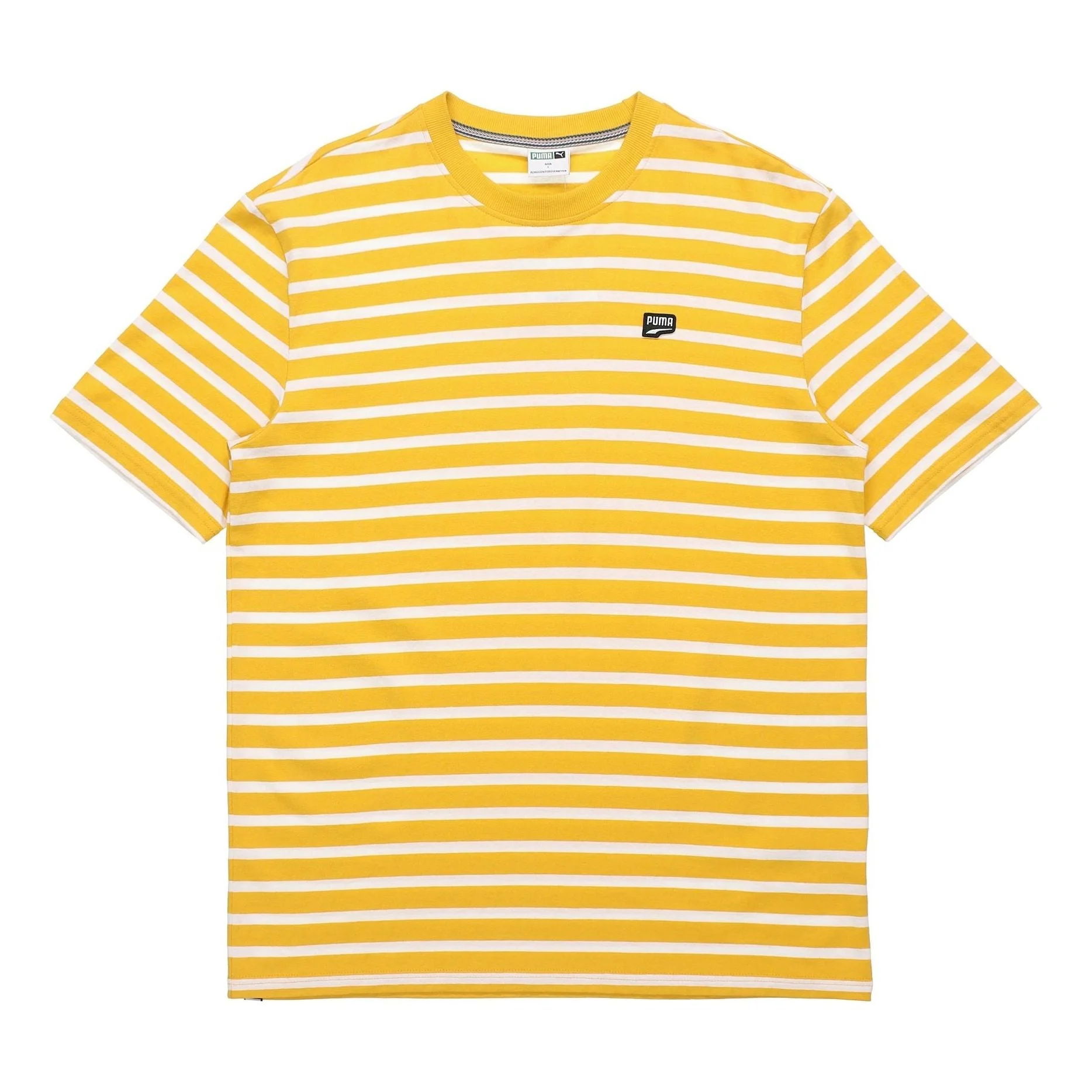 PUMA Downtown Strlped Stripe Round Neck Short Sleeve Gold Color 597457-25 - 1