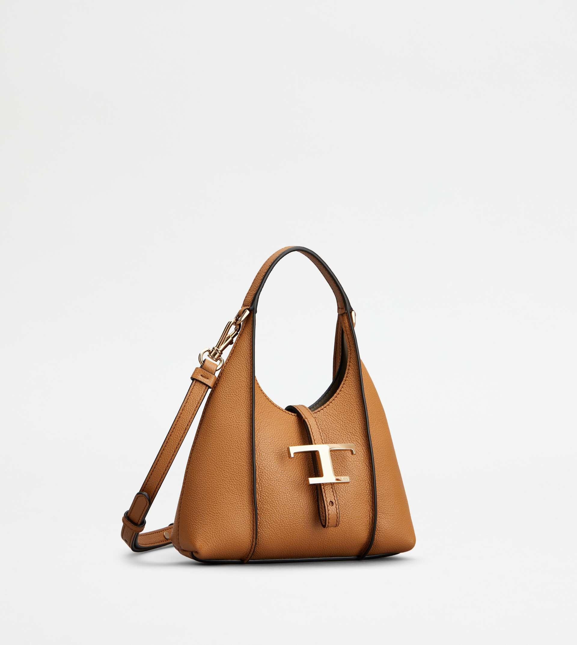 T TIMELESS HOBO BAG IN LEATHER MICRO - BROWN - 2
