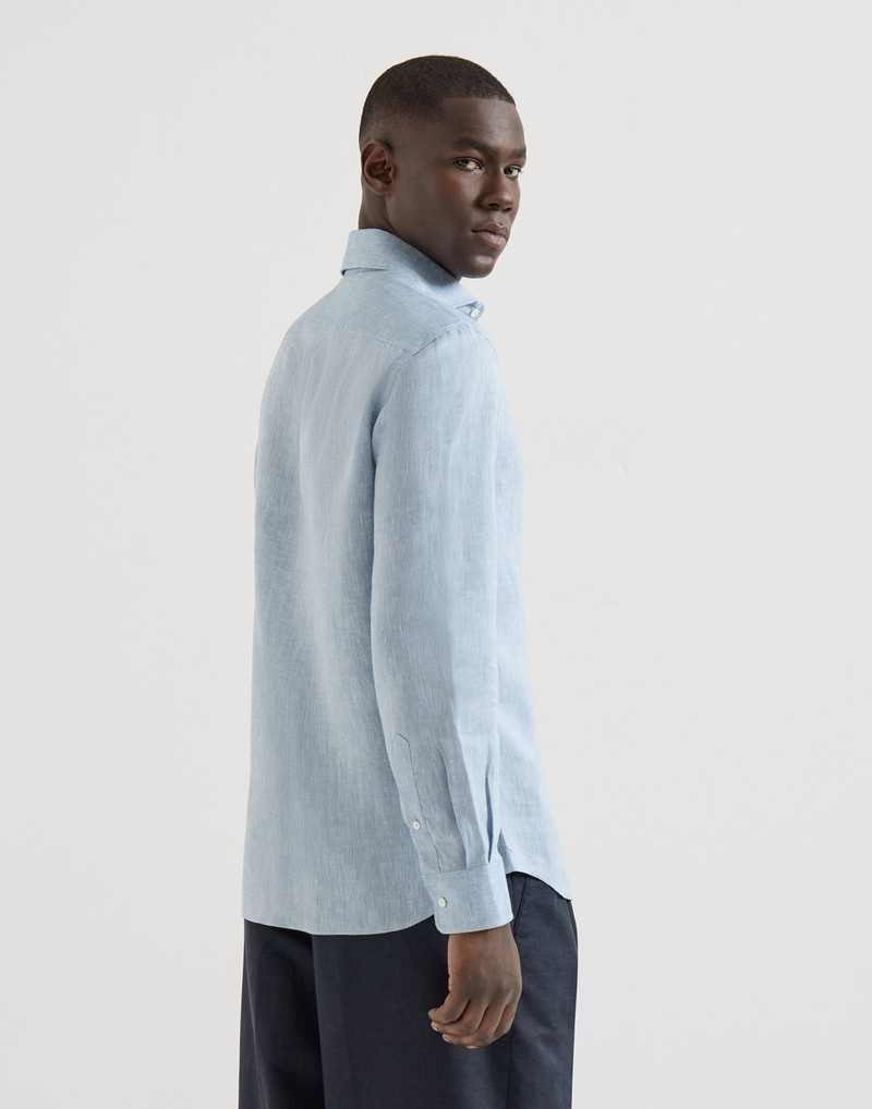 Linen easy fit shirt with spread collar 3