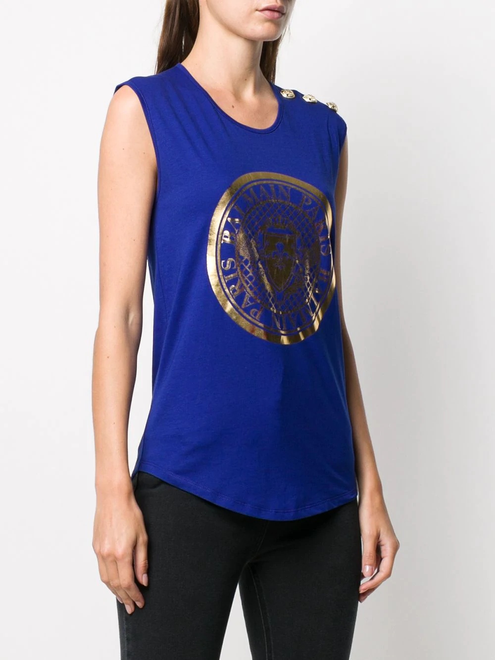 sleeveless logo-print T-shirt - 3