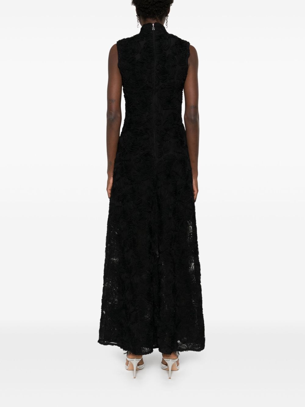 flower-mesh maxi dress - 4