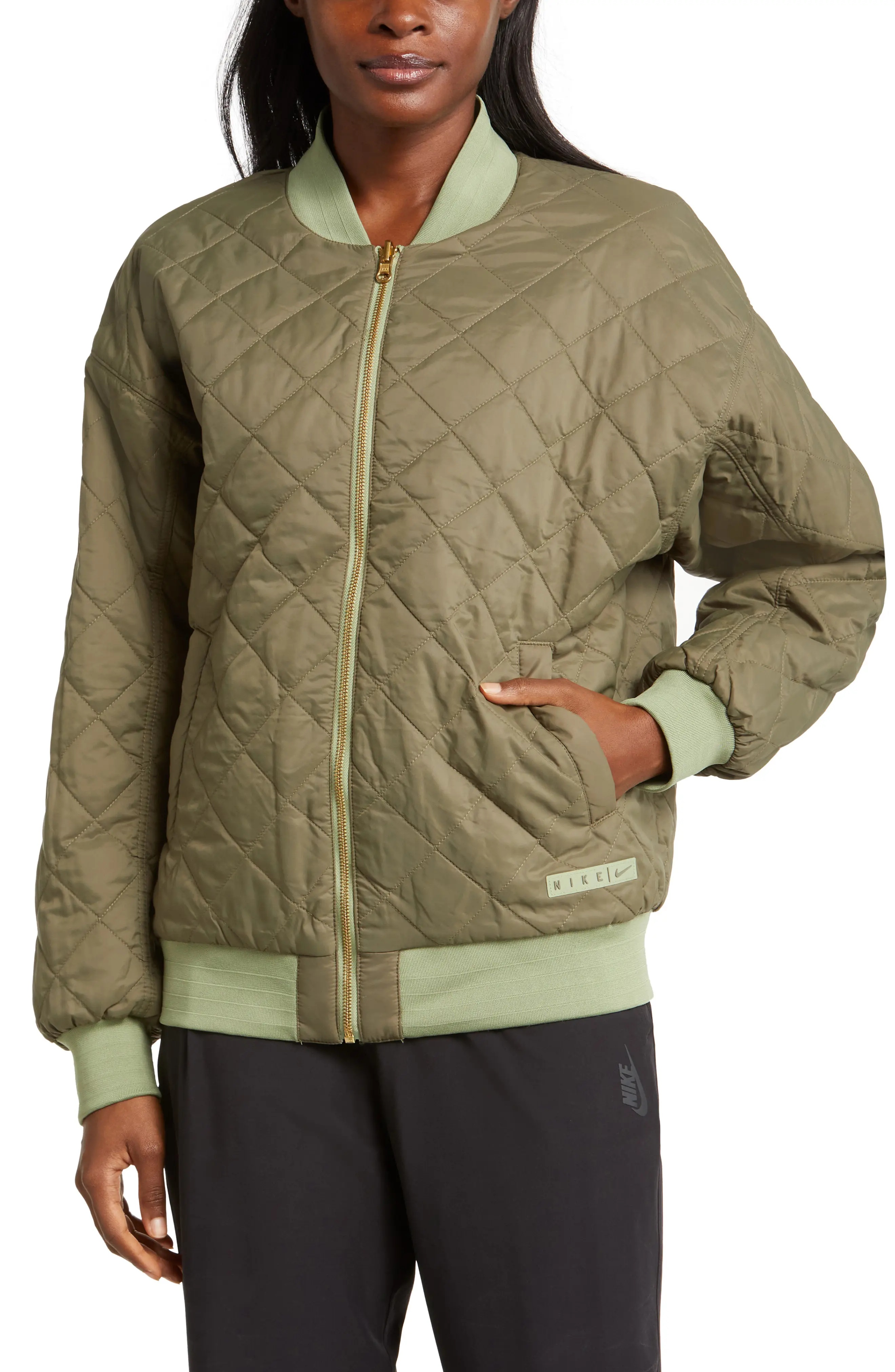 Sportswear Reversible Bomber Jacket in Oil Green/Medium Olive - 2