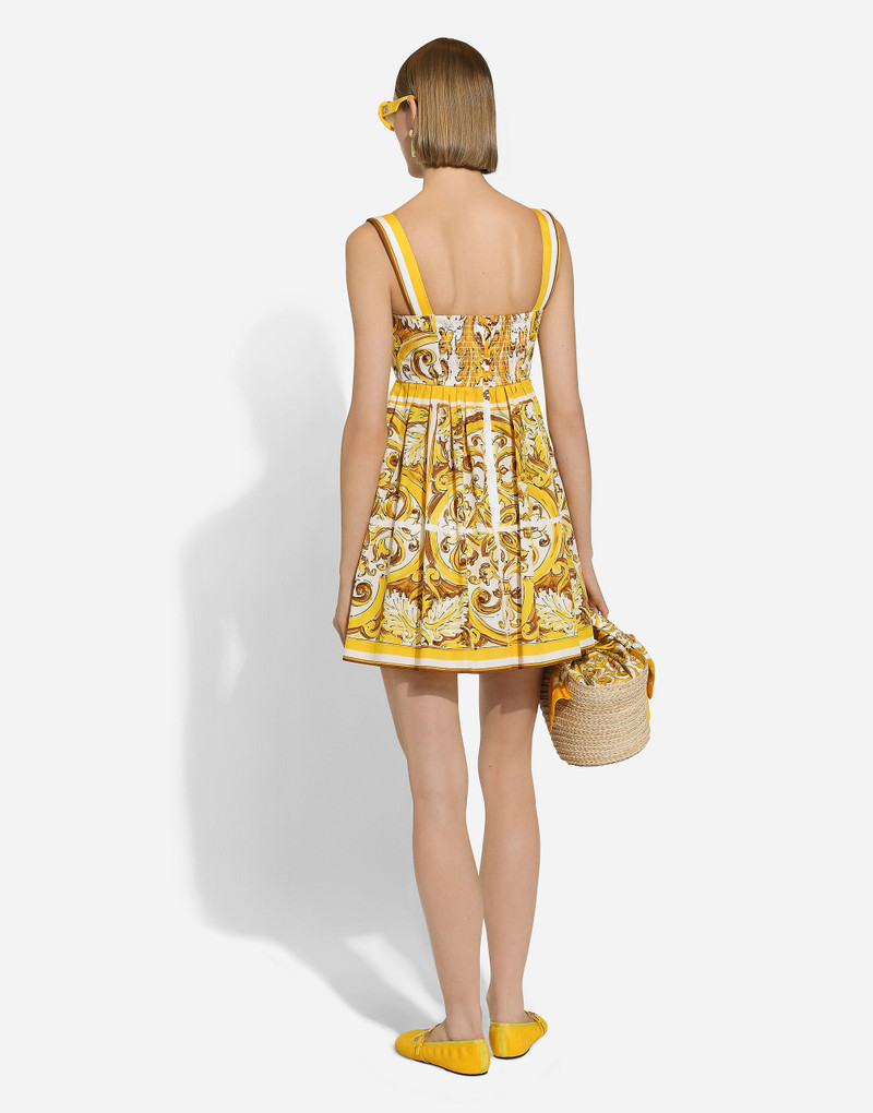 Short dress with corset bodice in majolica-print cotton poplin 3