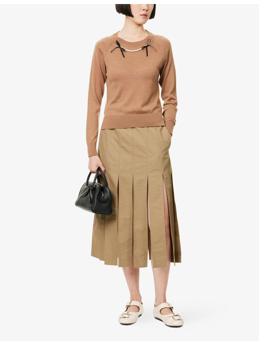 Multi-Split Cotton-Blend Midi Skirt - 2