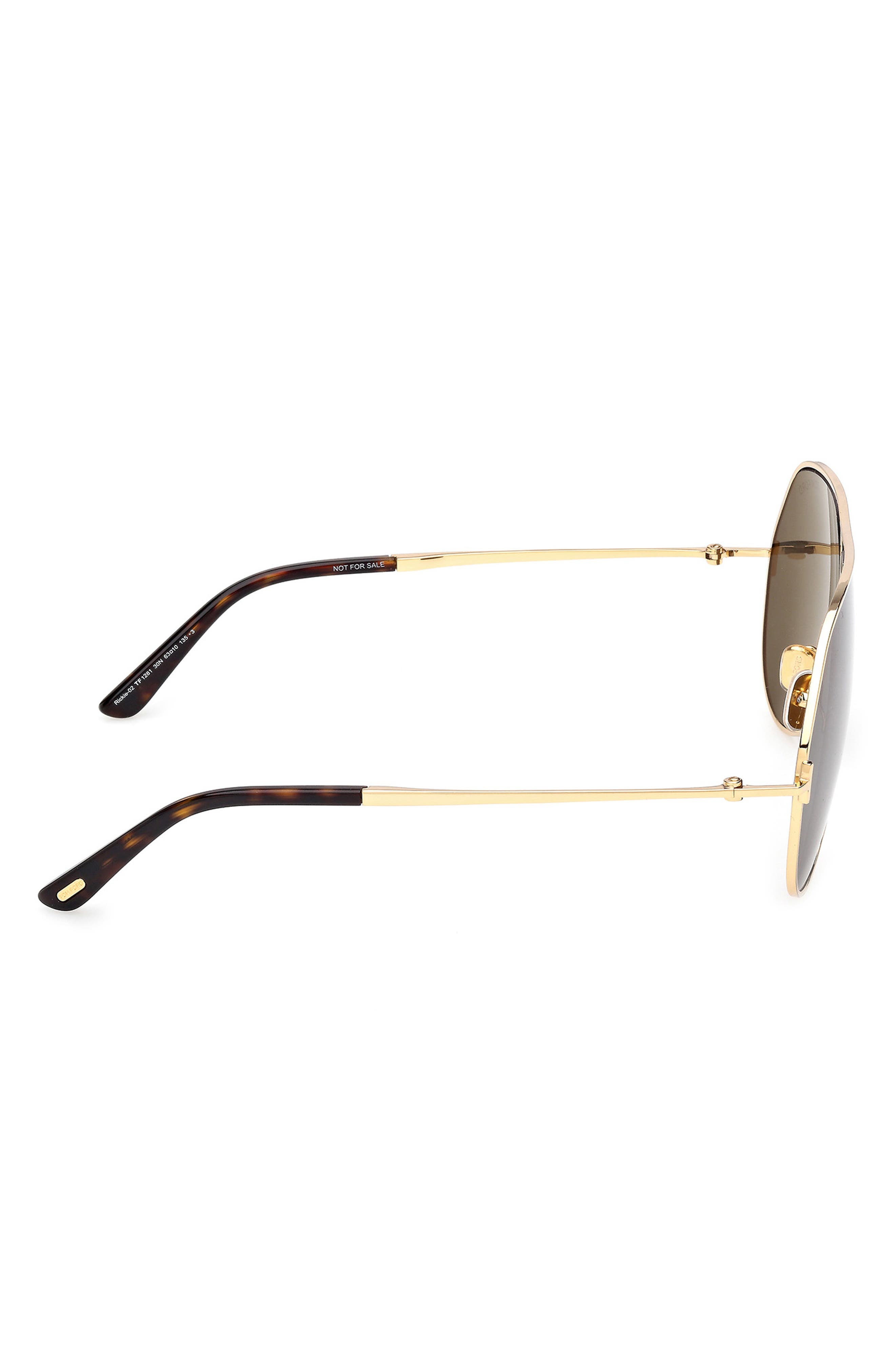 TOM FORD Rickie 63mm Oversize Navigator Sunglasses in Shiny Gold Dark Havana /Green at Nordstrom - 3