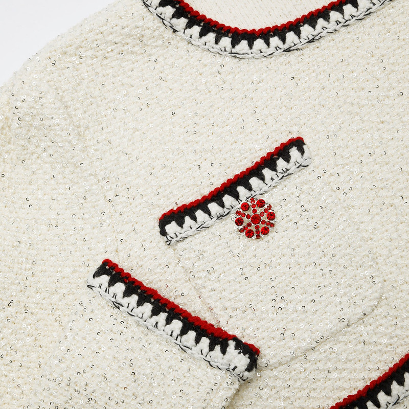 Cream Sequin Knit Top 6