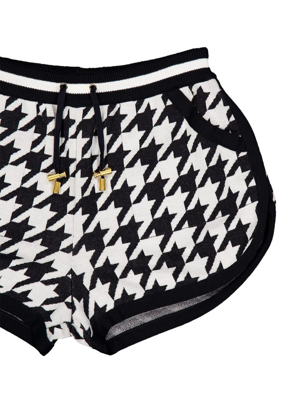 houndstooth knit shorts - 3