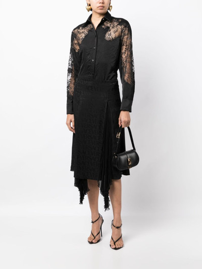 VERSACE sheer-lace crinkled satin shirt outlook