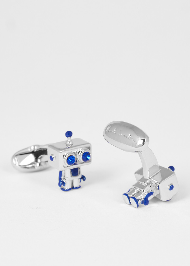 Paul Smith Silver and Blue Robot Cufflinks outlook