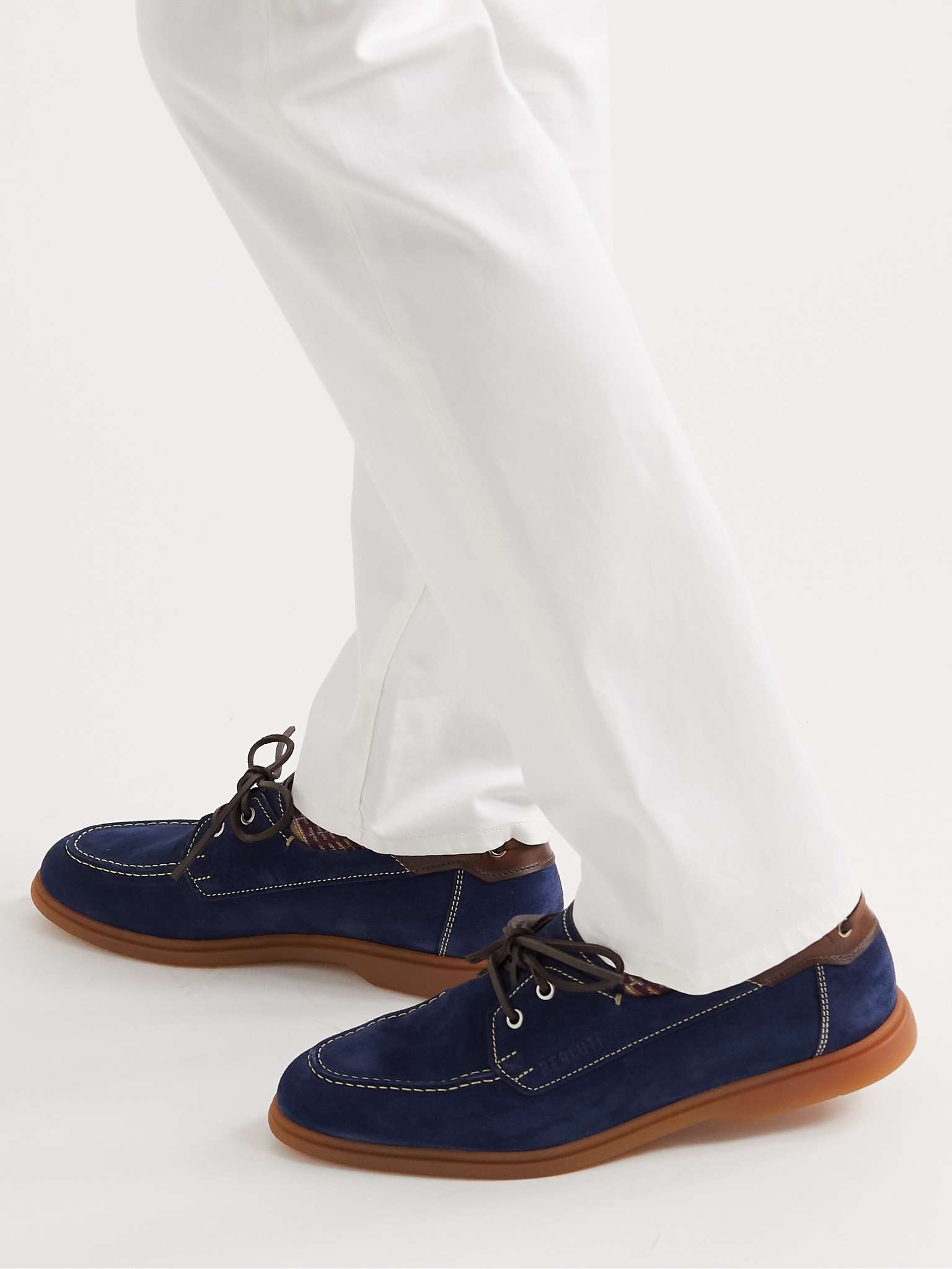 Latitude Leather-Trimmed Suede Boat Shoes - 2