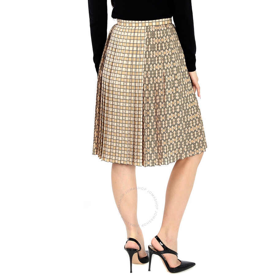 Burberry Ladies Contrast Graphic Print Pleated Skirt - 4