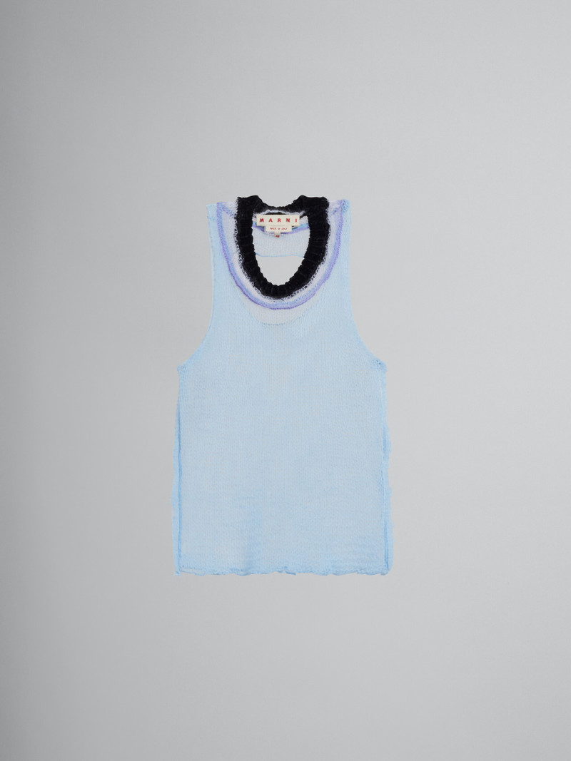 LIGHT BLUE WOOL-CASHMERE TOP WITH CUTOUT 1