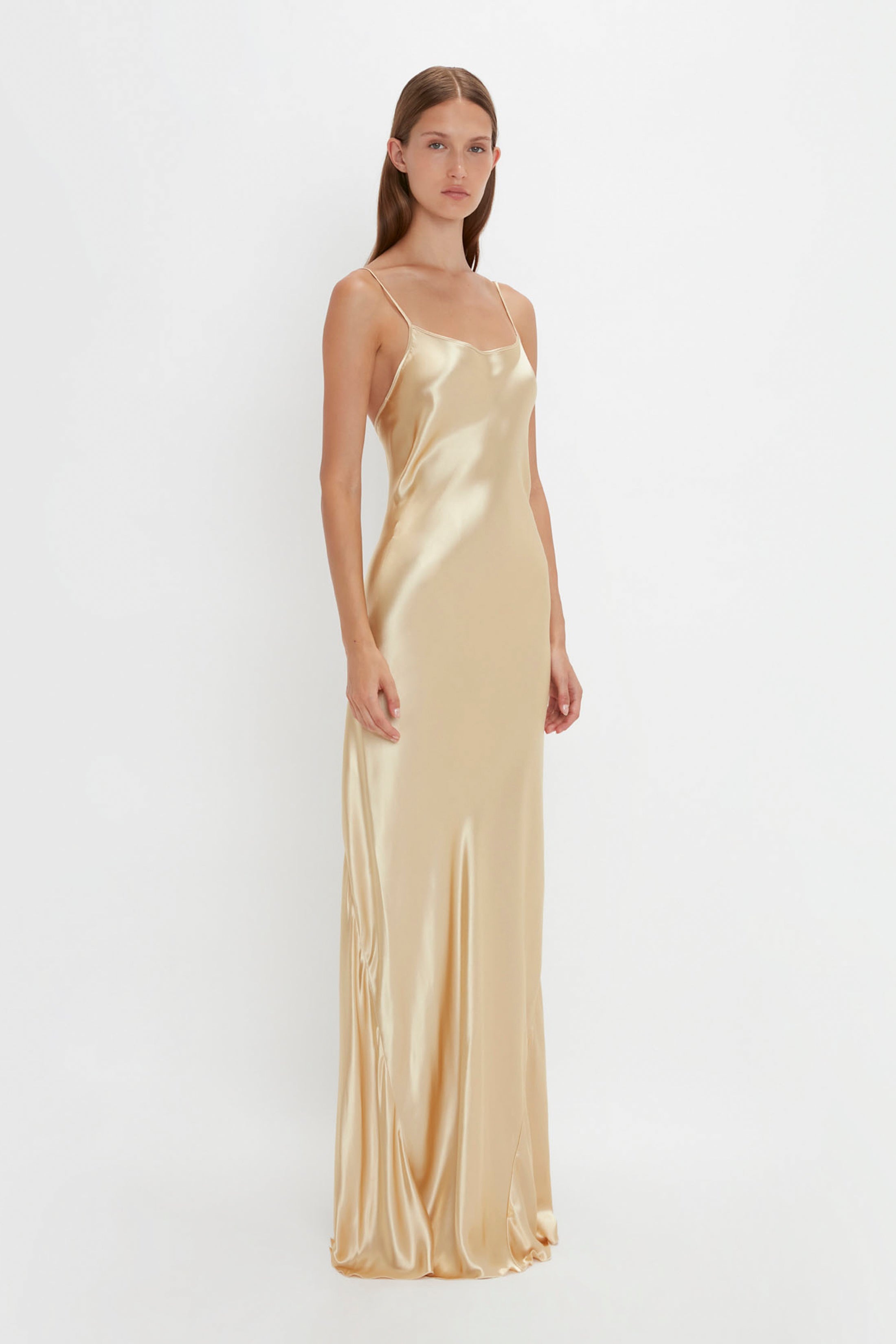 Exclusive Floor-Length Cami Dress In Gold - 3