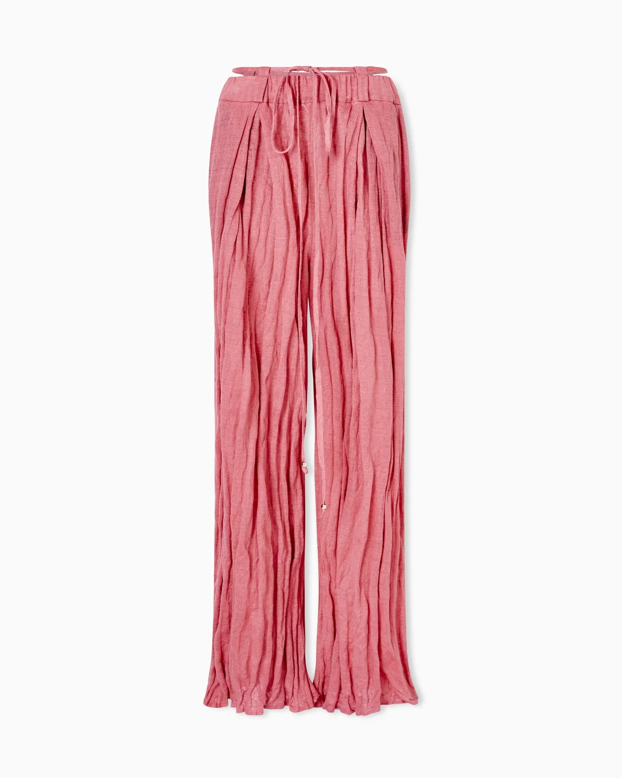 CRUSHED-EFFECT LINEN JERSEY TROUSERS - 1