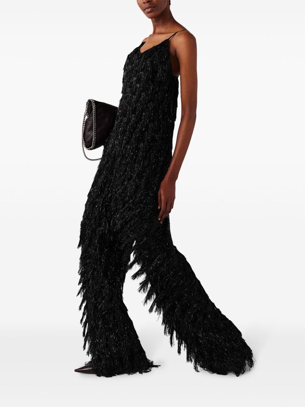 Glitter-Tassel V-neck tank top - 2