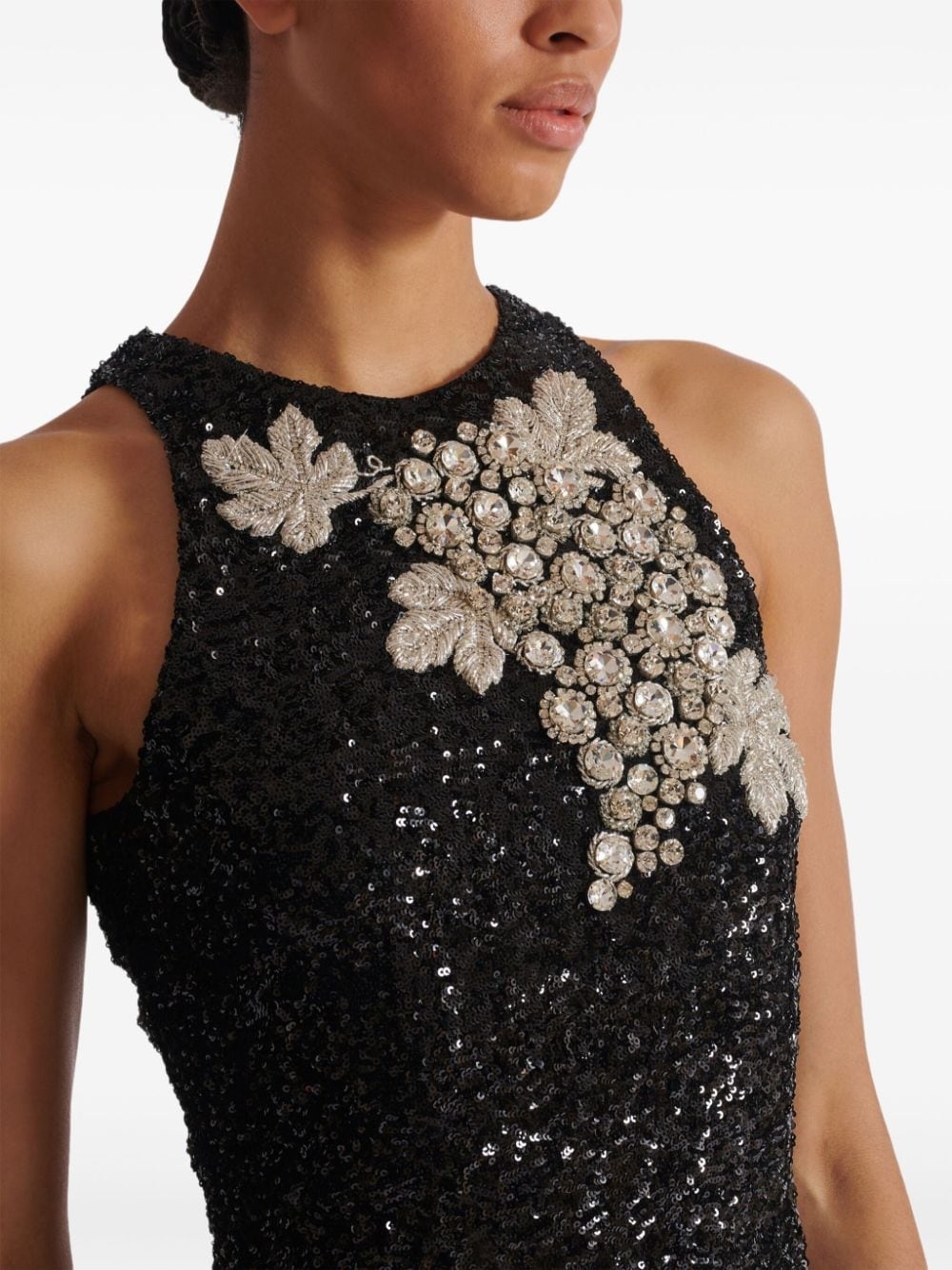 grape-embellished sequin mini dress - 7