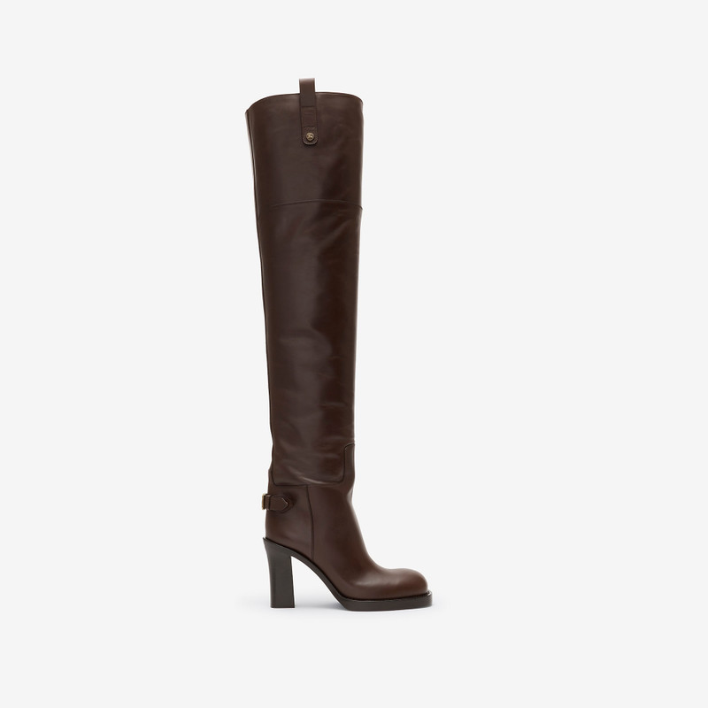 Leather Cavalier Thigh-high Heel Boots 1