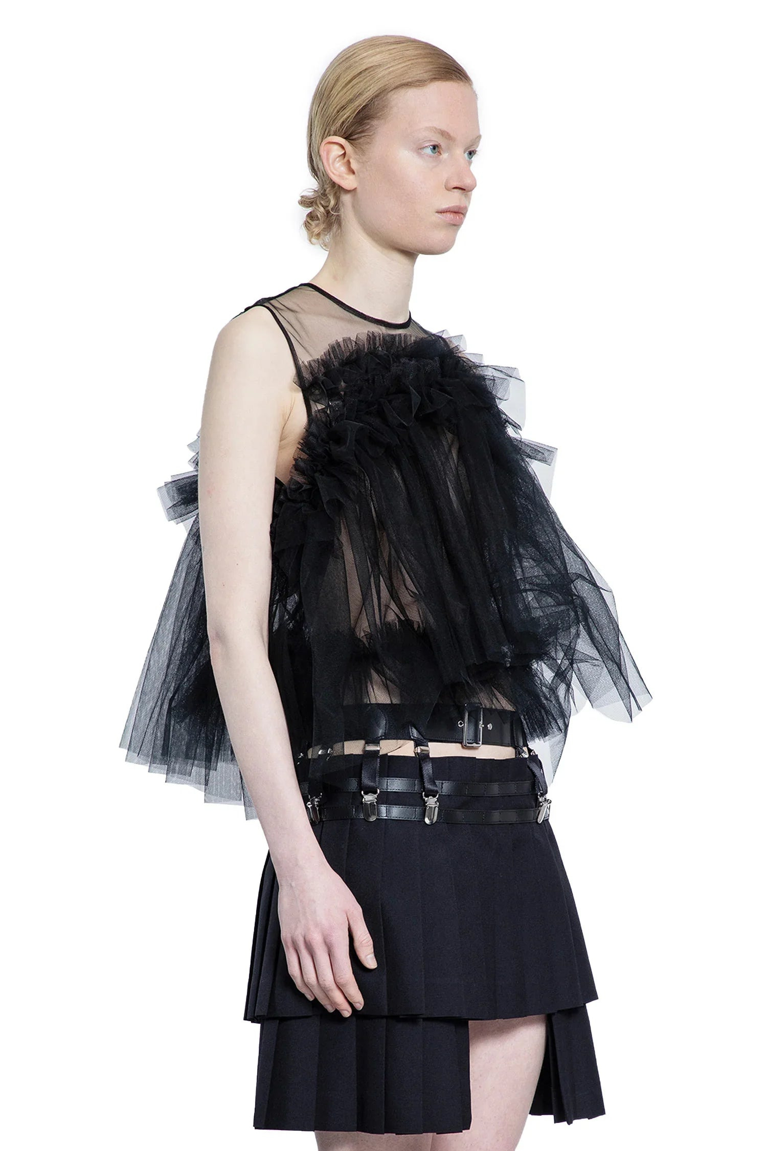 Ruffled-Tulle-Crop-Top - 2