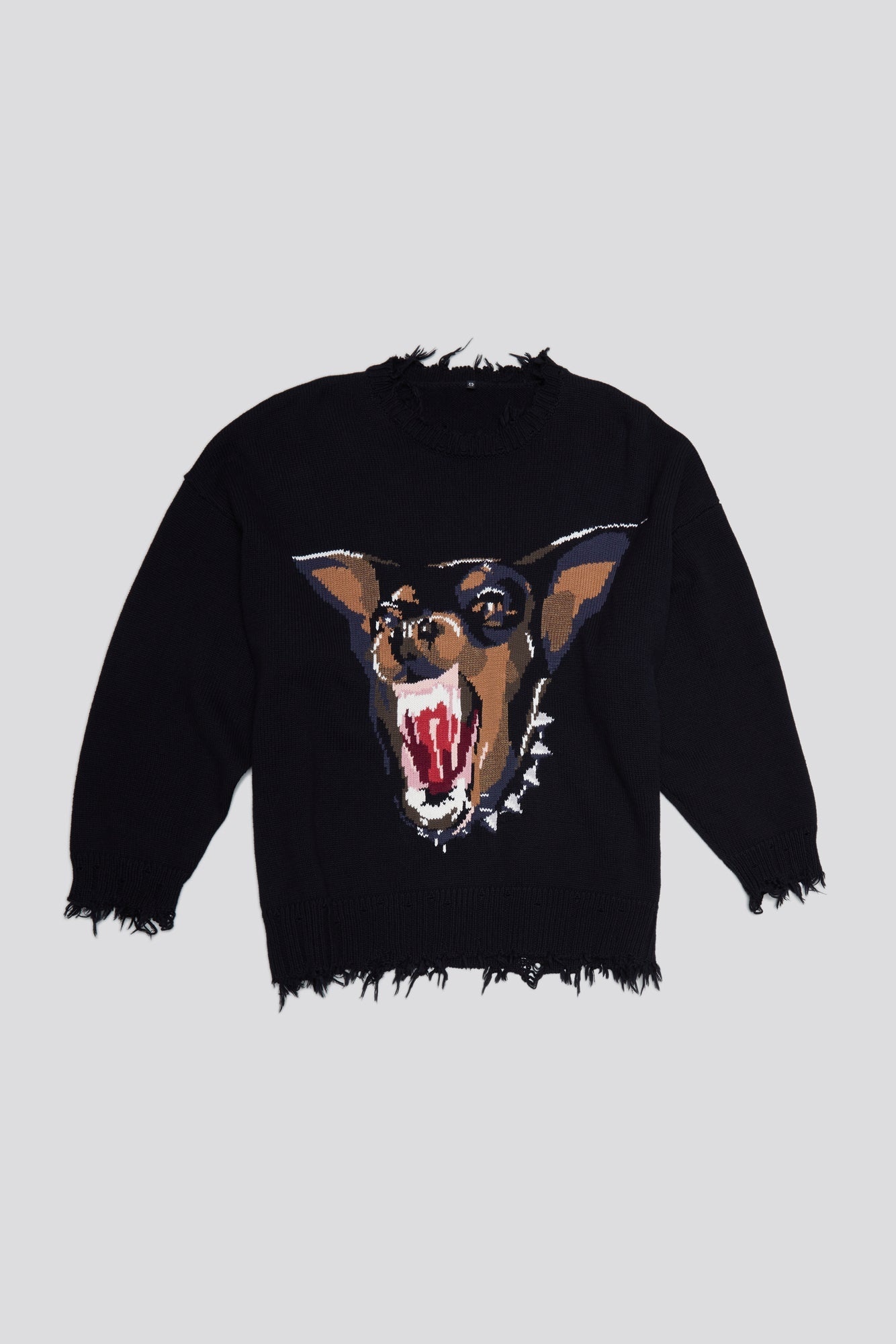 ANGRY CHIHUAHUA OVERSIZED SWEATER - BLACK - 1