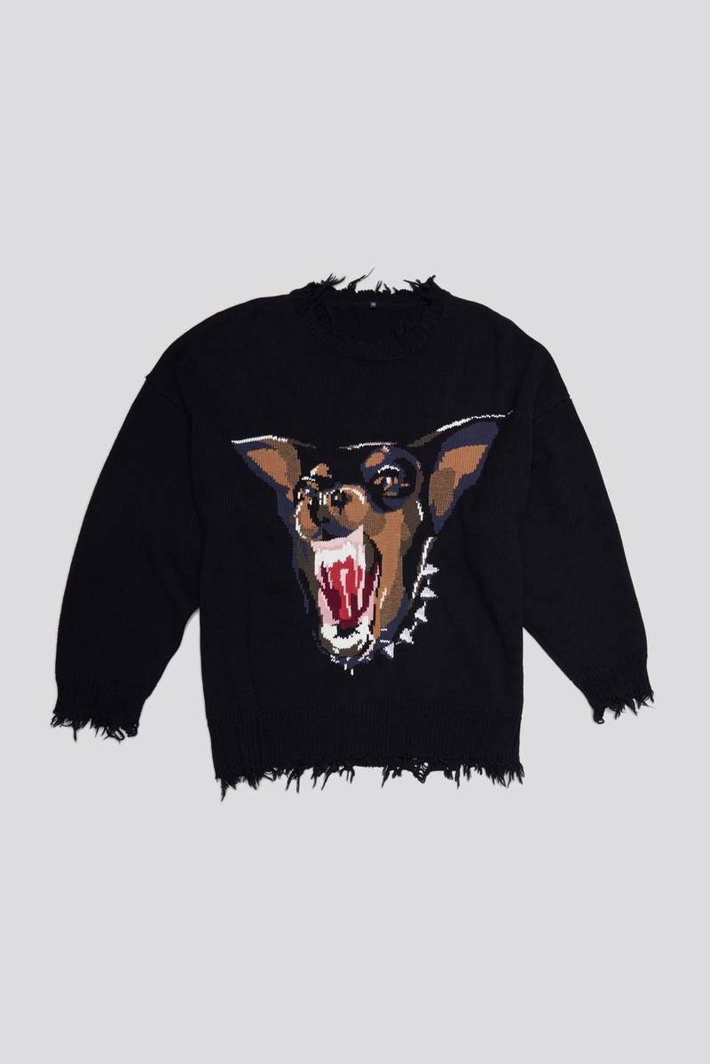 ANGRY CHIHUAHUA OVERSIZED SWEATER - BLACK 1