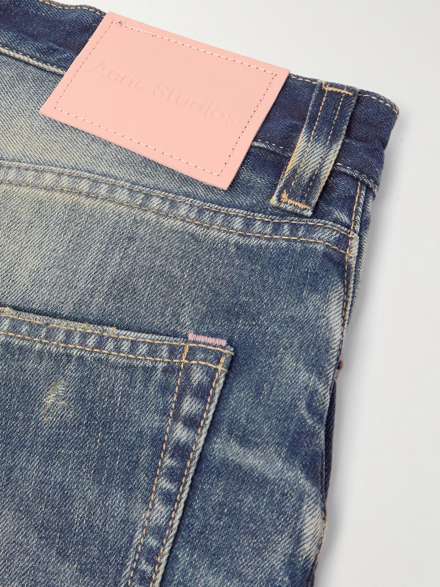 Wide-Leg Distressed Jeans Blue - 5