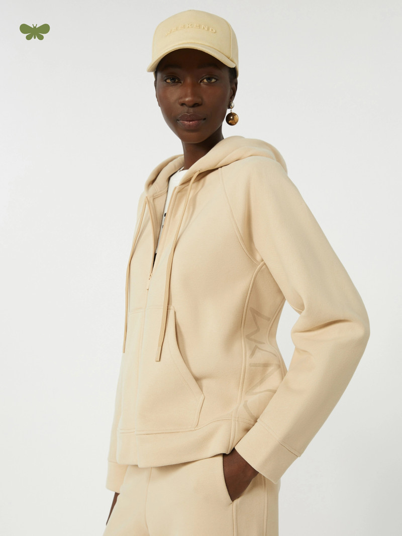 NUVOLE Cotton zip-up sweatshirt - SAND 5