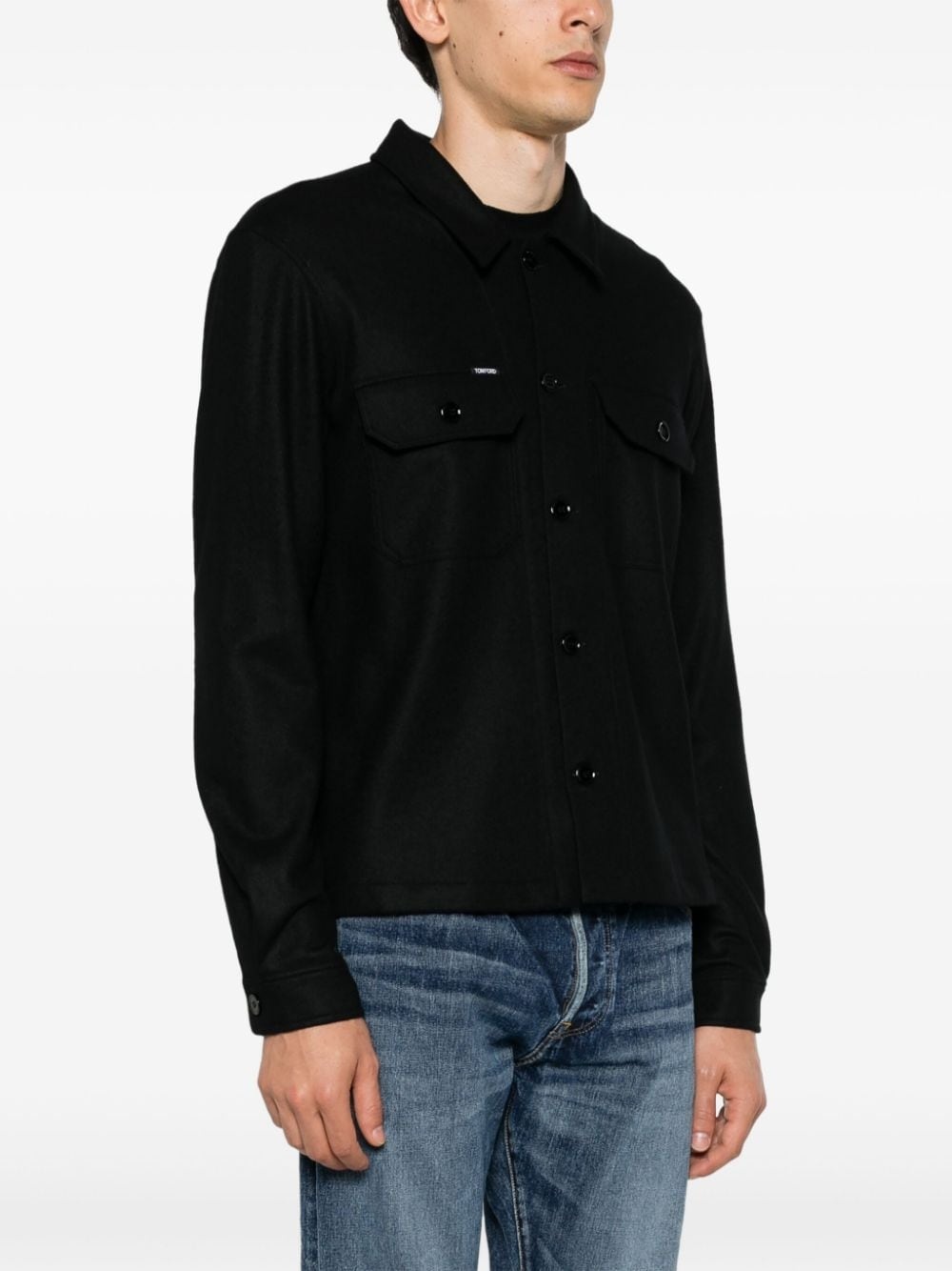 button-up cashmere overshirt - 3