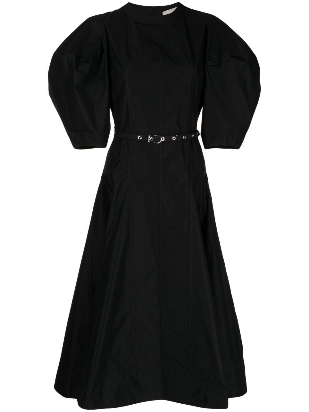 belted-waist mid-length dress - 1