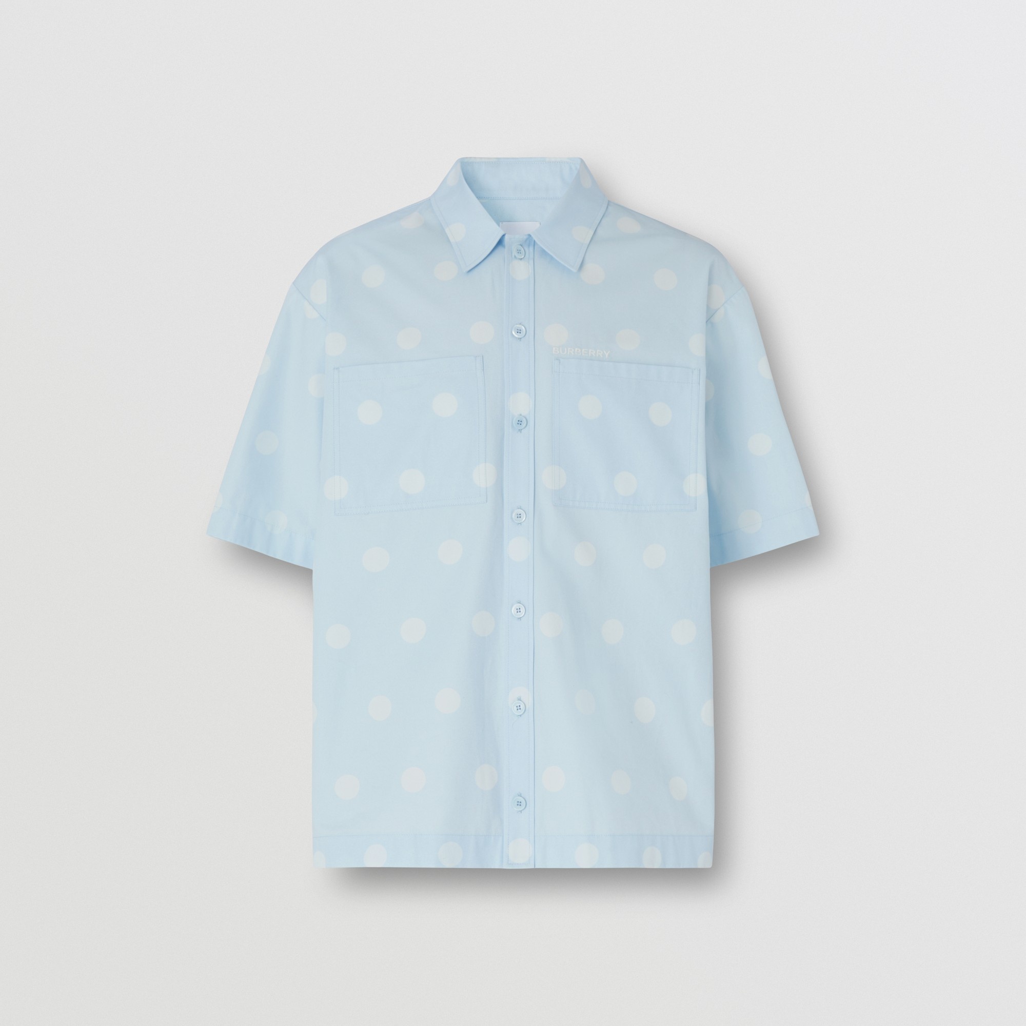 Short-sleeve Polka Dot Print Cotton Shirt - 2