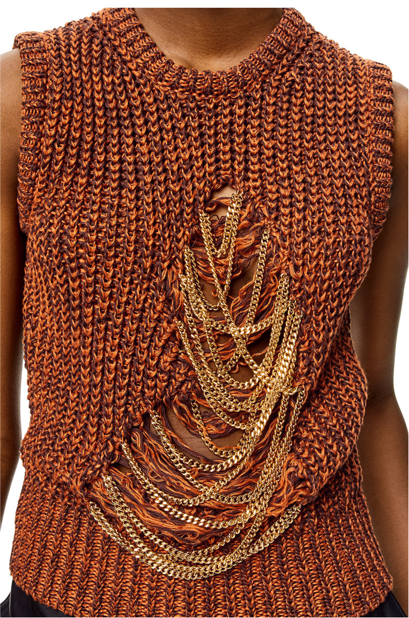 Ripped chain vest in hemp and linen 5