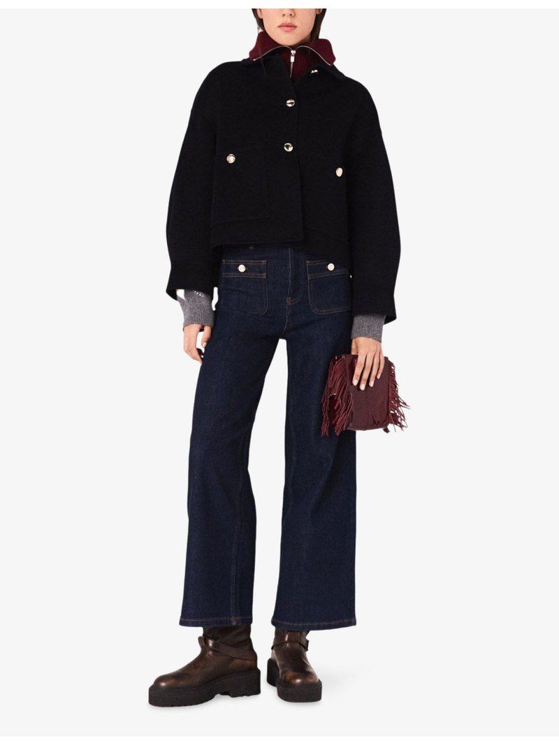 maje Cropped Button-Down Wool-Blend Jacket outlook