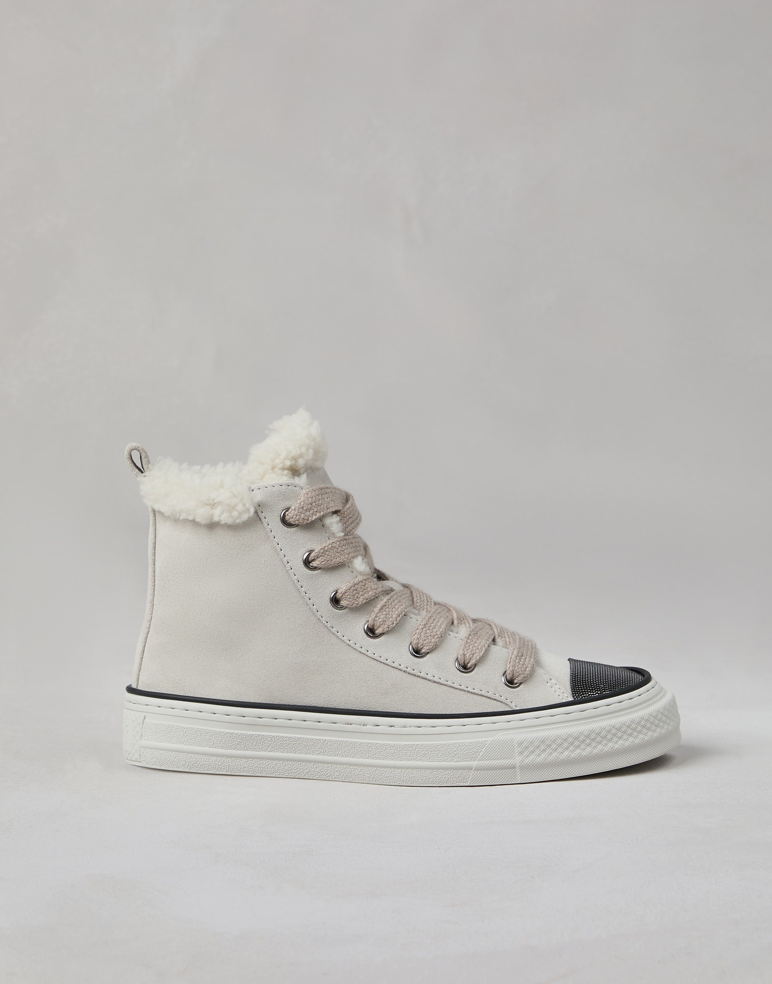 Suede high top sneakers with shearling lining and precious toe - 5