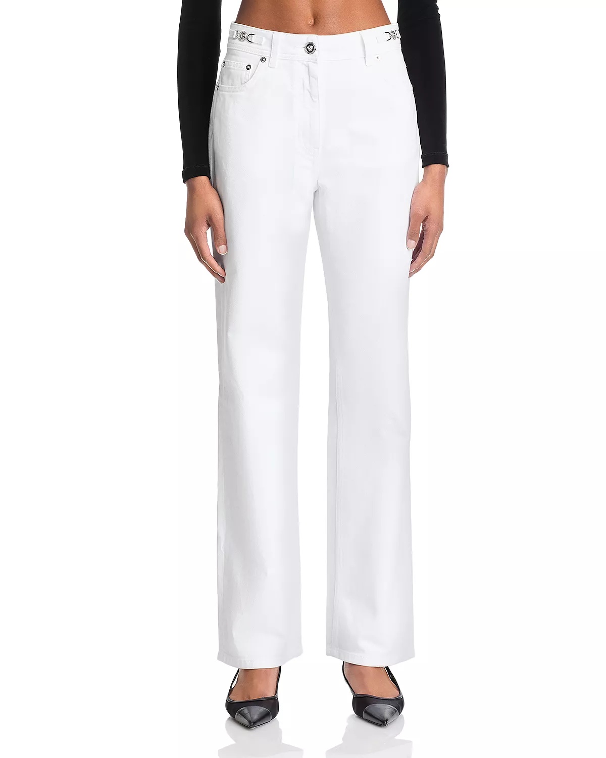 High Rise Jeans in White - 7