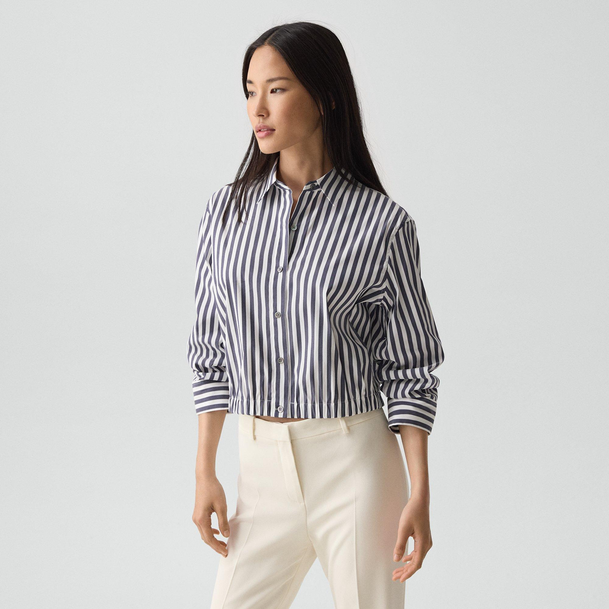 Cropped Shirt in Awning Stripe - 3