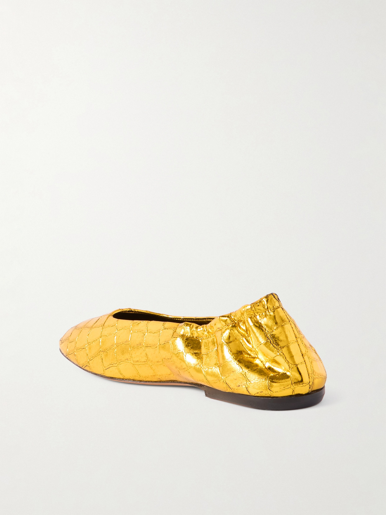 Metallic Croc-effect Leather Ballet Flats - 3
