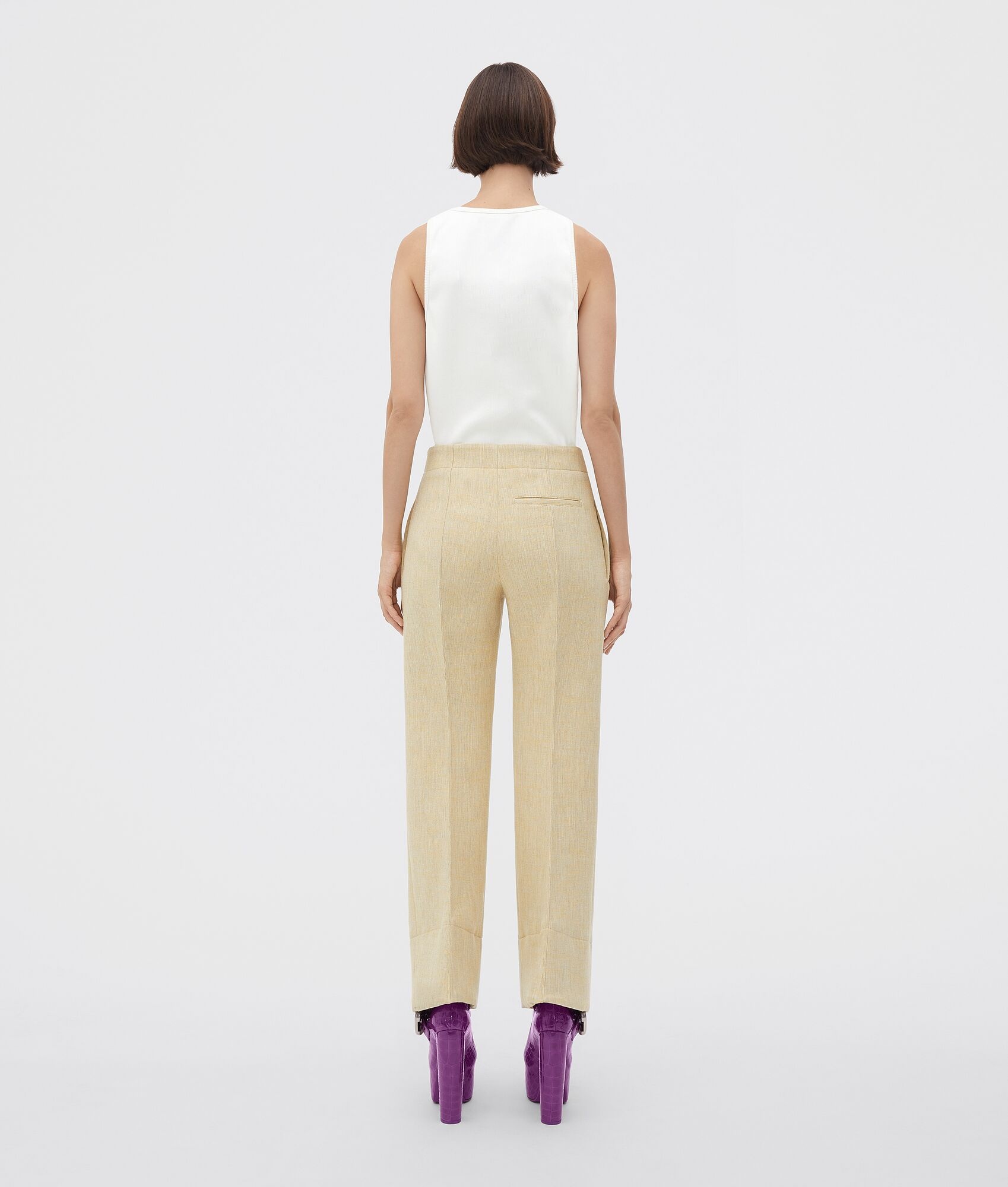 curved shape double wool trousers - 3