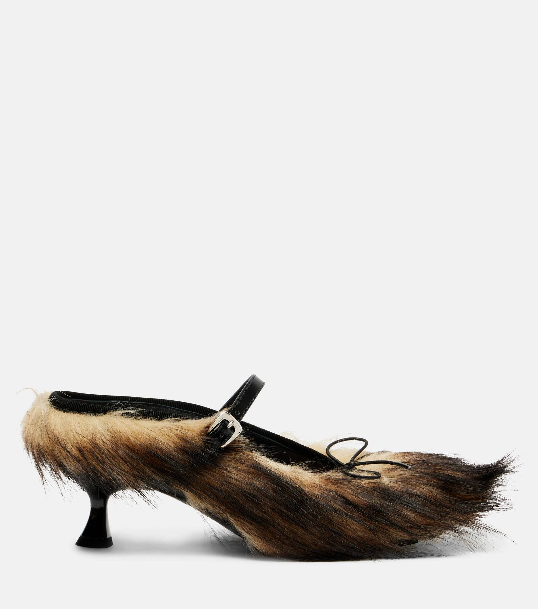Grip faux fur and canvas mules - 4