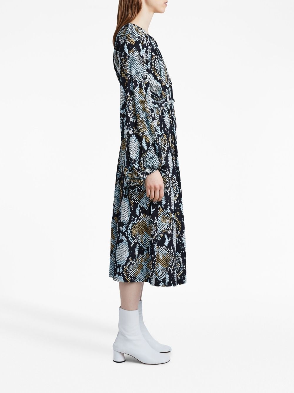 snake-print crepe de chine shirtdress - 3