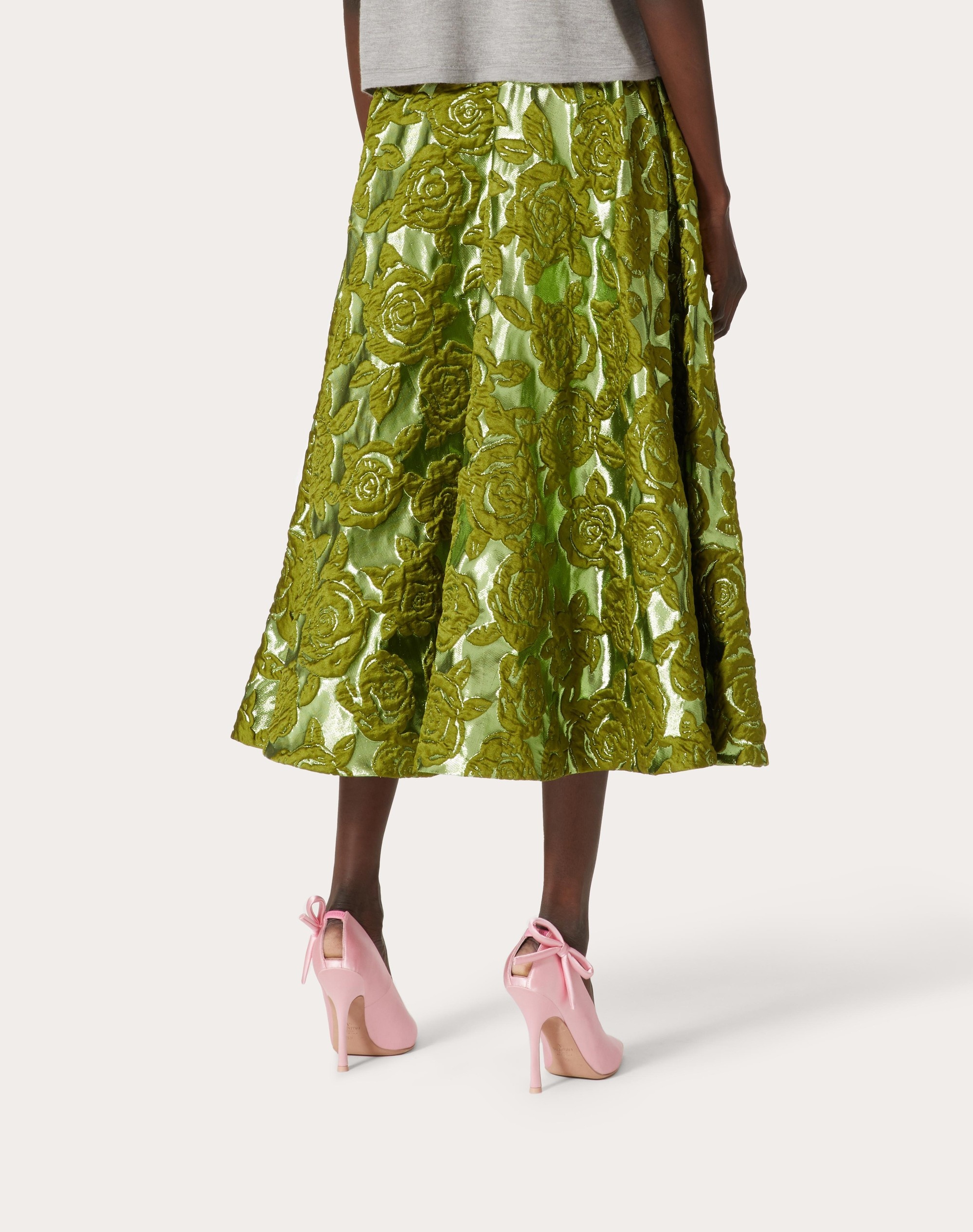 VALENTINO ROSE MOIRÉ BROCADE MIDI SKIRT - 4