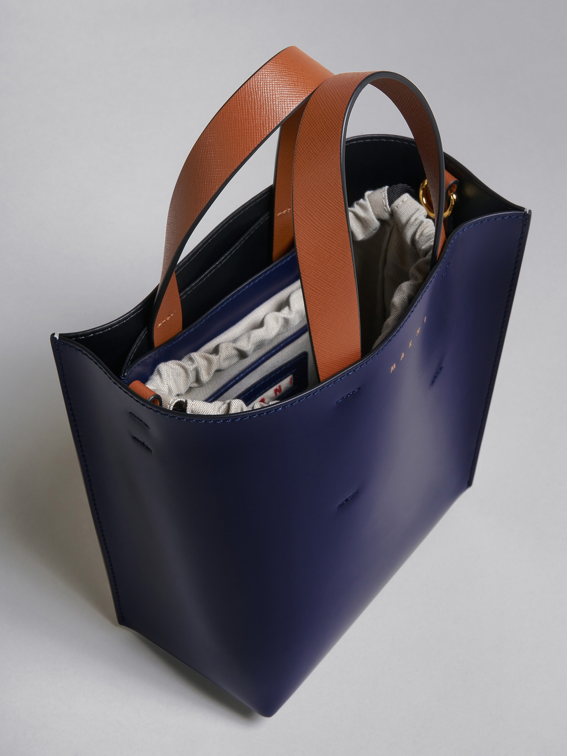 MUSEO MINI BAG IN BLUE AND WHITE LEATHER - 4