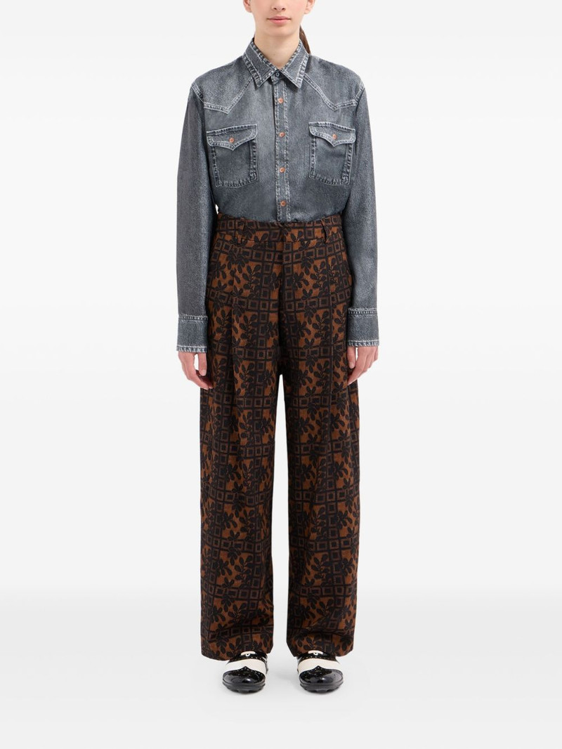Pierre-Louis Mascia pleated-front floral-print trousers outlook