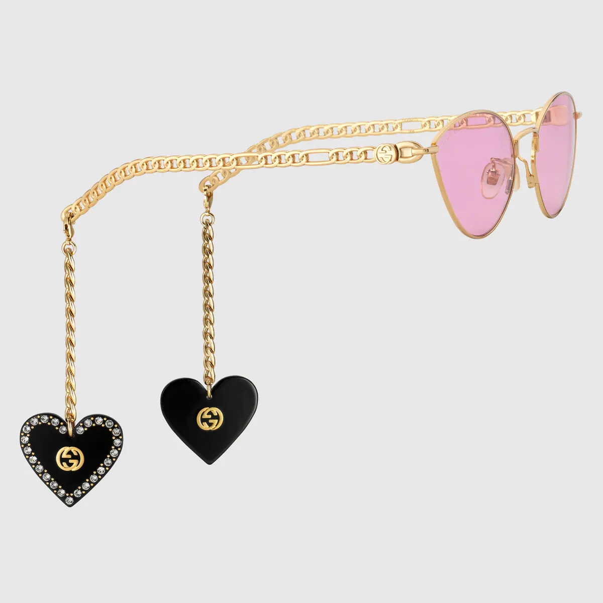 Cat eye sunglasses with heart shaped charms - 3