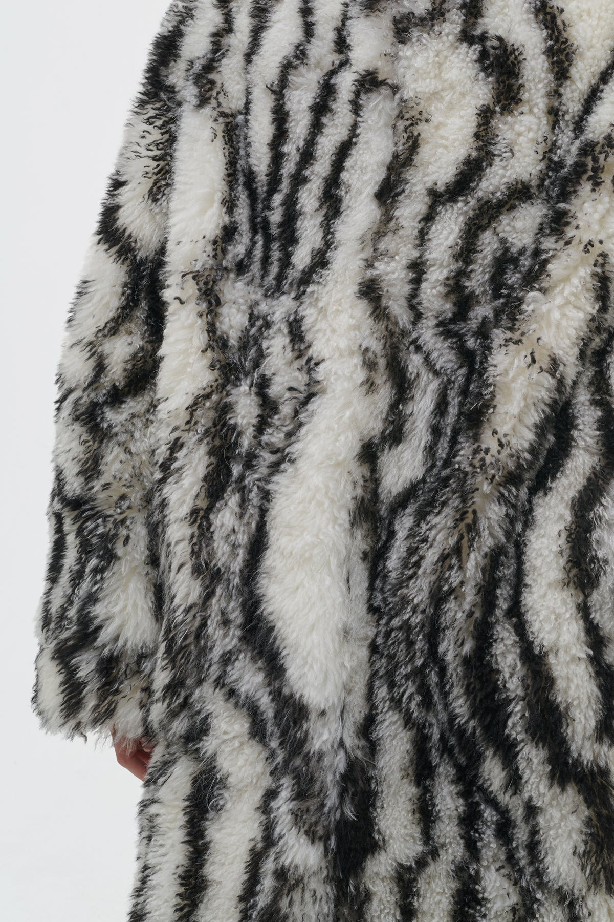 Ebel Coat in Ivory & Black Cashmere Shearling - 6