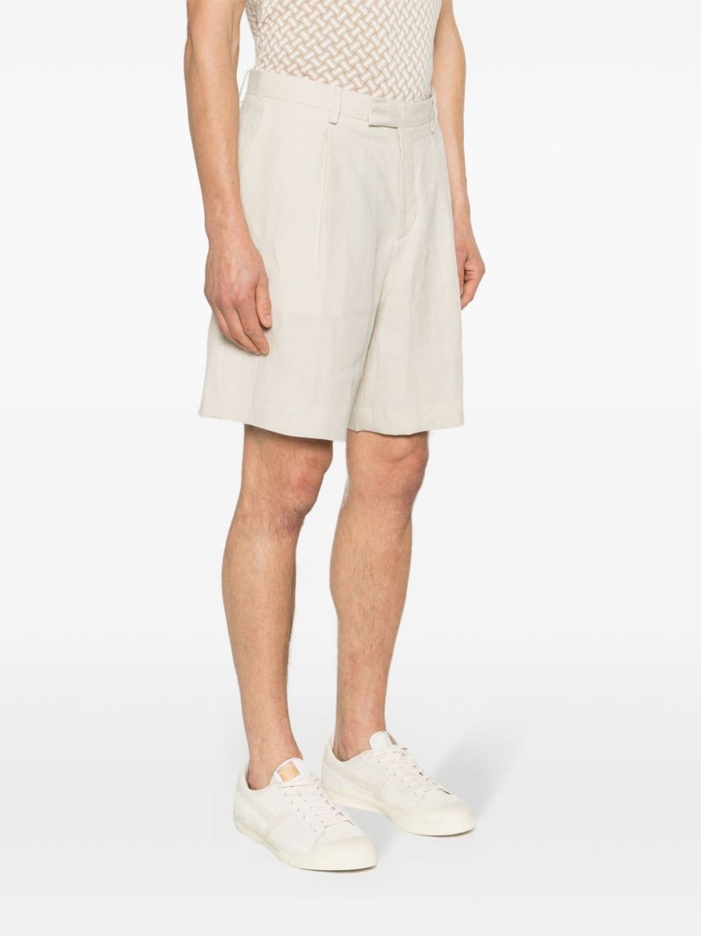 mid-rise linen bermuda shorts - 3