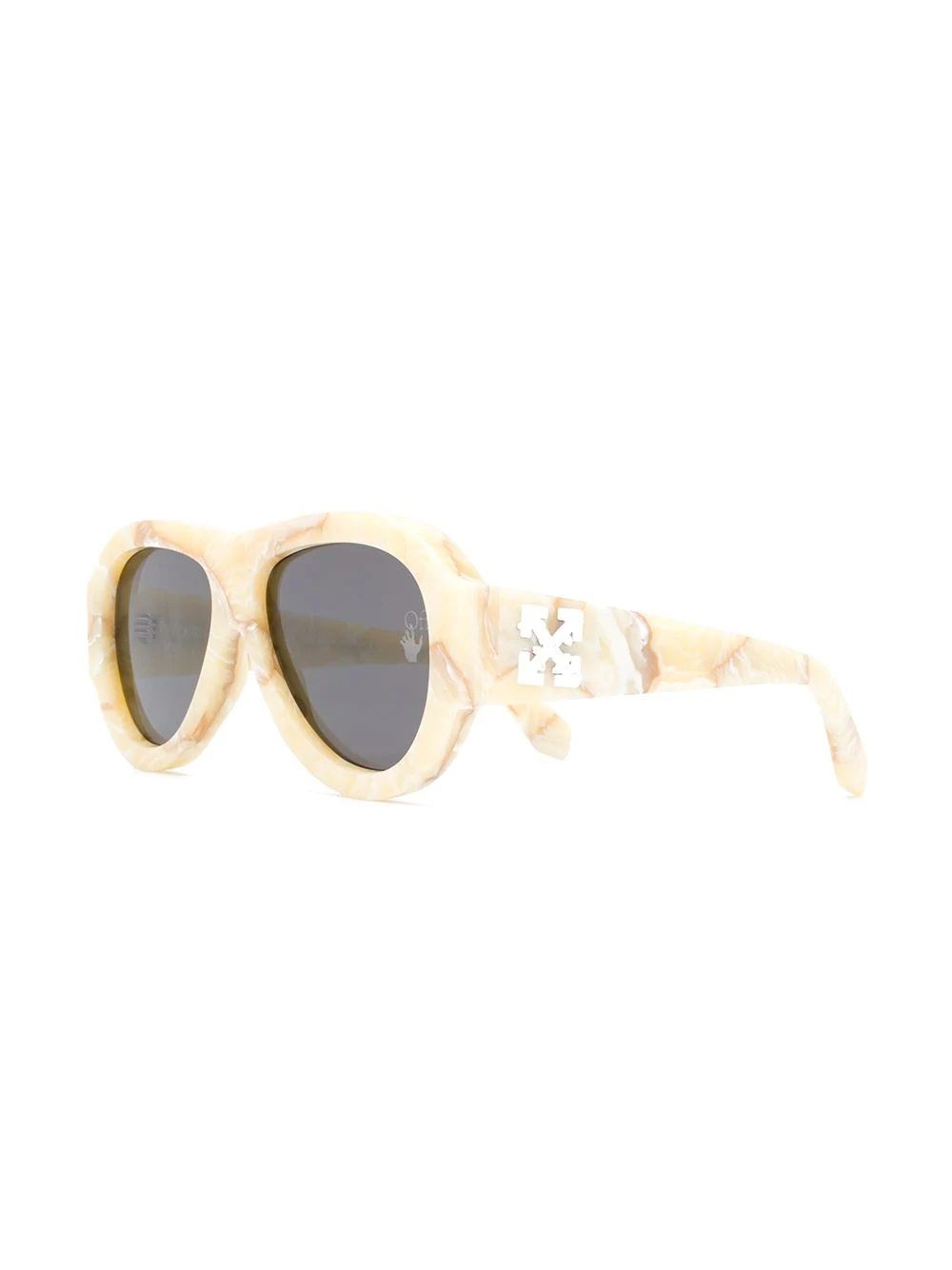 marbled-effect pilot-frame sunglasses - 2