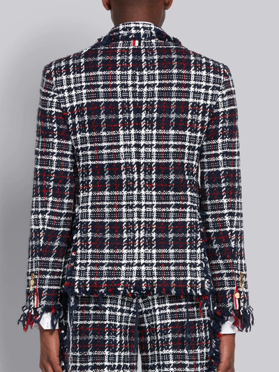 Thom Browne Navy Check Tweed Frayed Edge Classic Sport Coat outlook